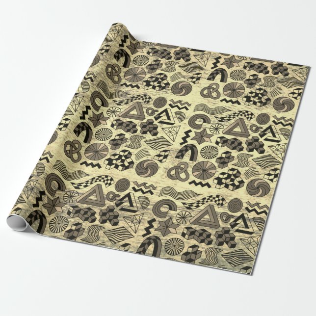 Papier Cadeau Rebellious Geometries sepia (Déroulé)