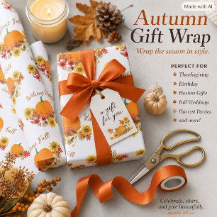 Papier Cadeau Récolte d'automne rustique Saison d'automne  