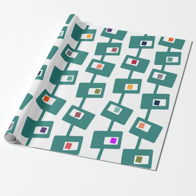 Papier Cadeau Rectangles et Carrés modernes du milieu du siècle (Déroulé)