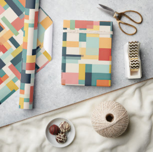 Papier Cadeau Rectangles rétro Abstrait milieu du siècle moderne