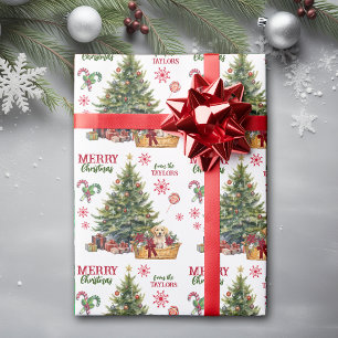 Papier Cadeau Récupérateur jaune du Labrador sous l'arbre