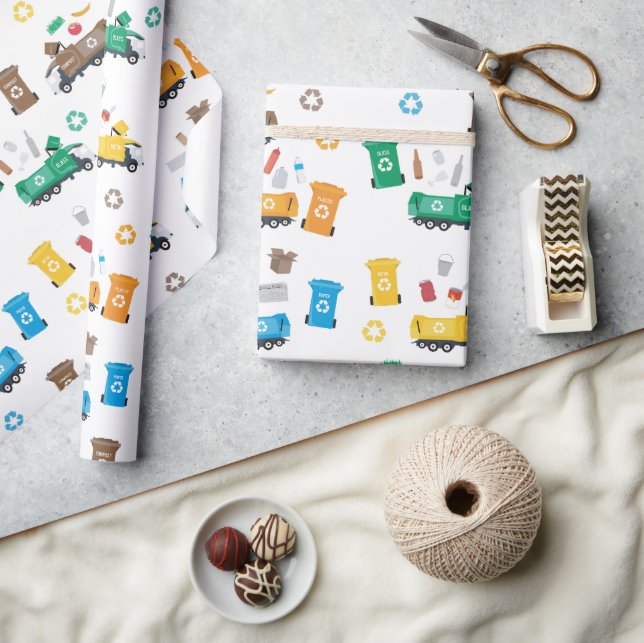 Papier Cadeau Recyclage coloré Camions-poubelles et poubelles (Artisanat)
