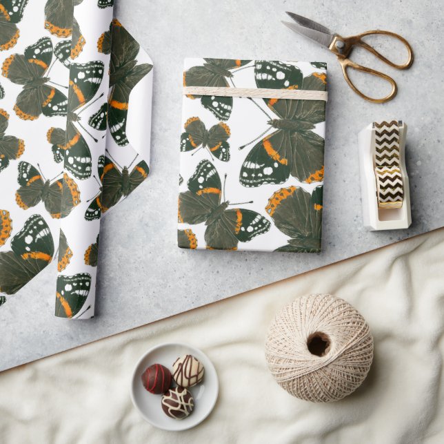 Papier Cadeau Red admiral butterfly  pattern (Artisanat)