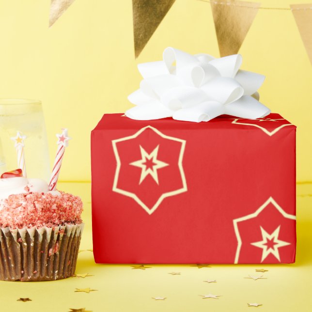 Papier Cadeau Red and Gold Ornamental Design (Fête d'anniversaire)