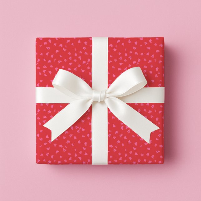 Papier Cadeau Red and Pink Floral Wrapping Paper (Everyday Gifting)