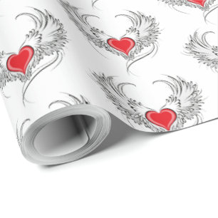 Papier Cadeau Red Angel Coeur avec ailes