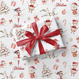 Papier Cadeau Red Ballerina Christmas Wrapping Paper Children 