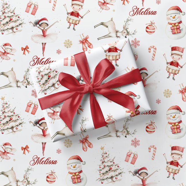 Papier Cadeau Red Ballerina Christmas Wrapping Paper Children  (Créateur téléchargé)
