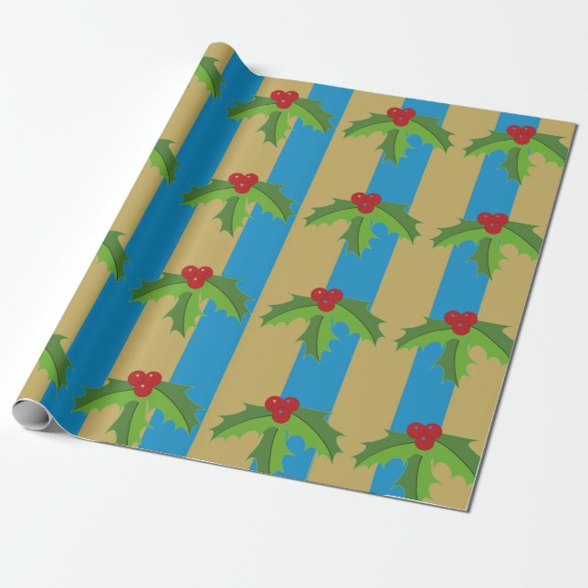 Papier Cadeau Red Berry Holly (Déroulé)
