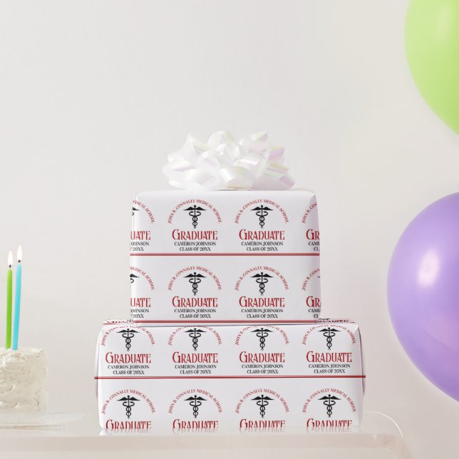 Papier Cadeau Red Black Médicale School Diplôme sur mesure (Cadeaux de fête)