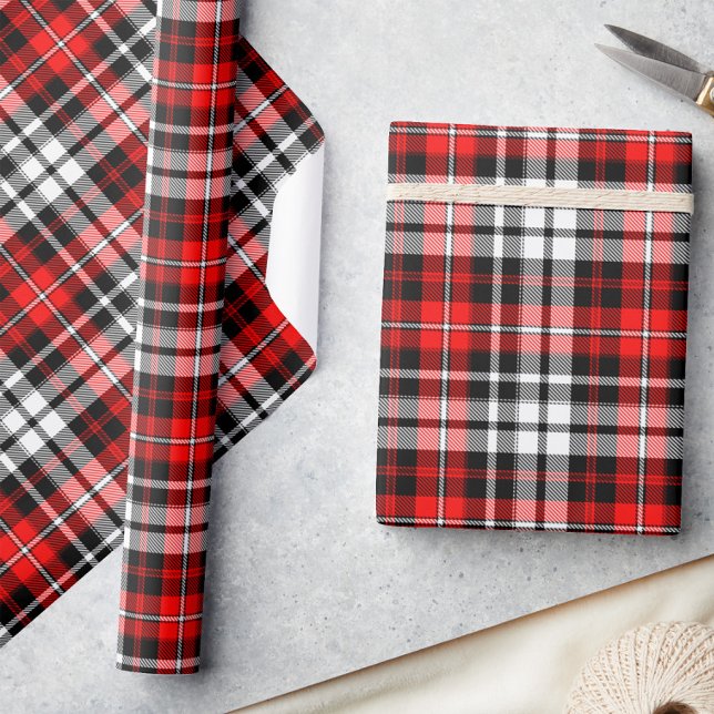 Papier Cadeau Red Black White Plaid Tartan Pattern Design  (Créateur téléchargé)