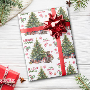 Papier Cadeau Red Bow À poils durs Pointer Chien de vacances arb