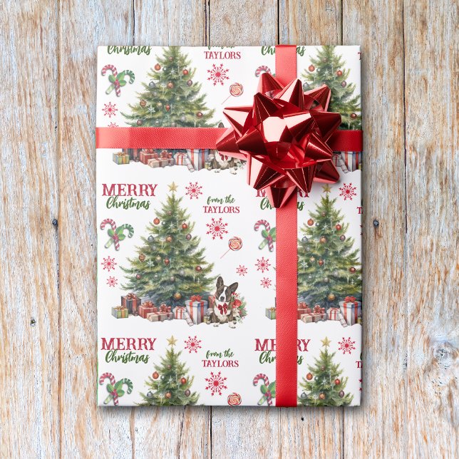 Papier Cadeau Red Bow Cardigan Welsh Corgi Dog Holiday Tree (Créateur téléchargé)