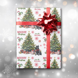 Papier Cadeau Red Bow Giant Schnauzer Chien de vacances arbre