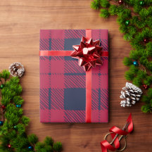 Red Check Plaid Farmhouse Pays Cadeau de Noël