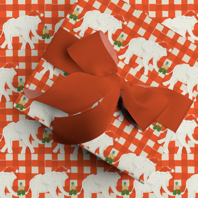 Papier Cadeau Red Checkered White Elephant Christmas Party (Red Checkered White Elephant Christmas Party Wrapping Paper)