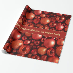 Papier Cadeau Red Christmas Baubles Motif Ajouter un texte