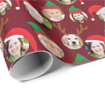 Papier Cadeau Red Christmas Crew Custom Six Photo Funny Holiday<br><div class="desc">**Faites défiler la photo ci-dessous!** Ce papier d'emballage cadeau de Noël rouge foncé et amusant ravira vos amis et votre famille quand vous le personnalisez avec les photos de vos enfants, parents, amis et même animaux de compagnie mettant toute la folle série de personnages en casquettes de Père Noël et...</div>