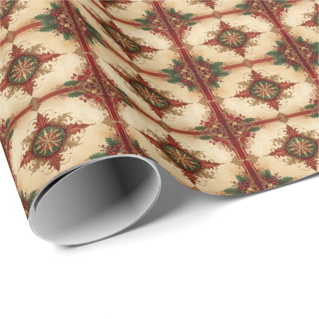 Papier Cadeau Red Decorative Holiday Wrapping Paper (Coin rond)
