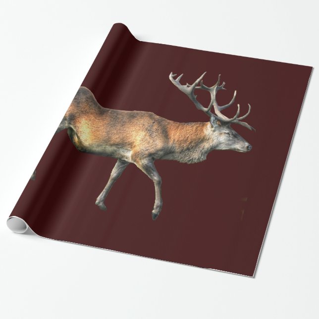 Papier Cadeau Red Deer Stag Animaux sauvages Design (Déroulé)