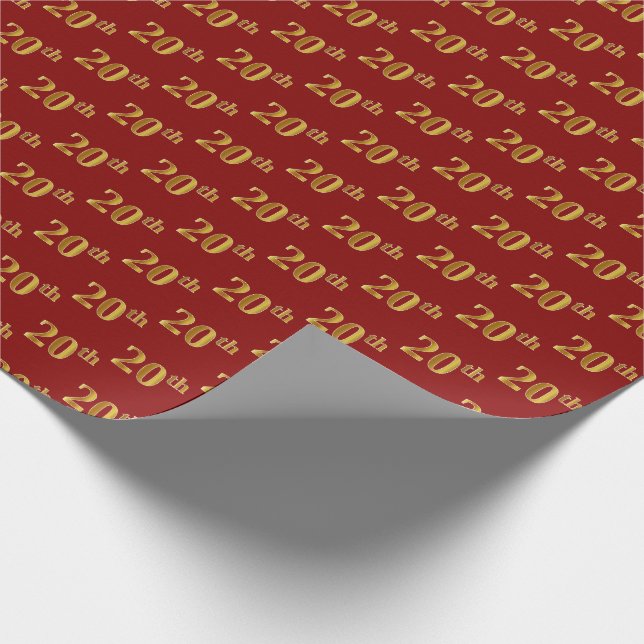 Papier Cadeau Red, Faux Gold 20th (Vingtième) Event (Coin)