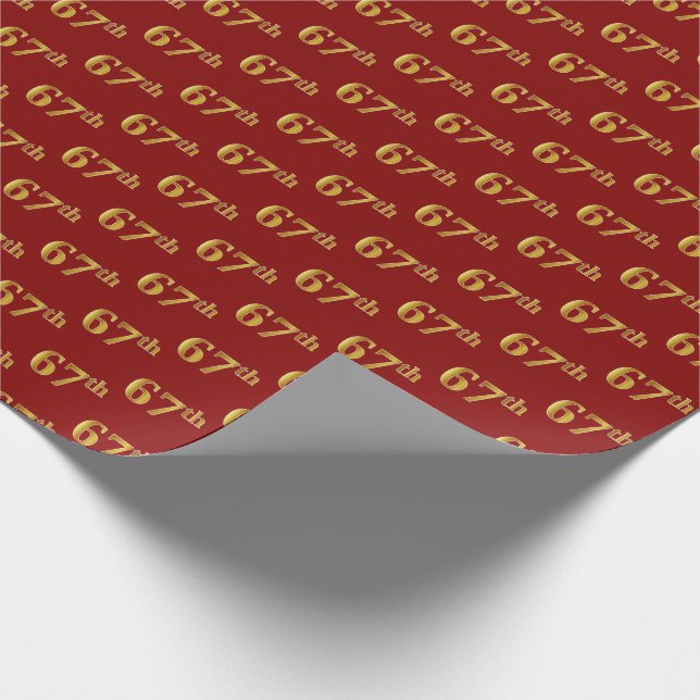 Papier Cadeau Red, Faux Gold 67e (Soixante-septième) (Coin)