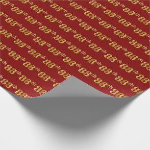 Papier Cadeau Red, Faux Gold 88e (Quatre-vingt-huitième)