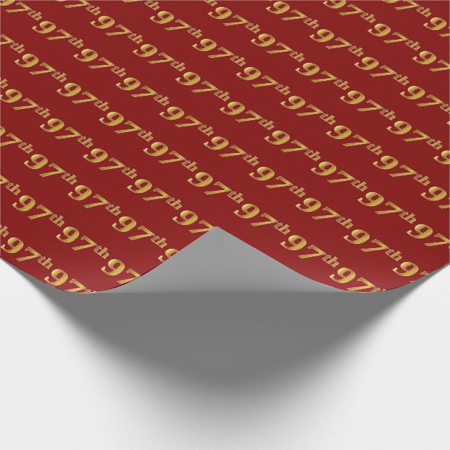Papier Cadeau Red, Faux Gold 97th (Quatre-vingt-dix-septième) Ev (Coin)