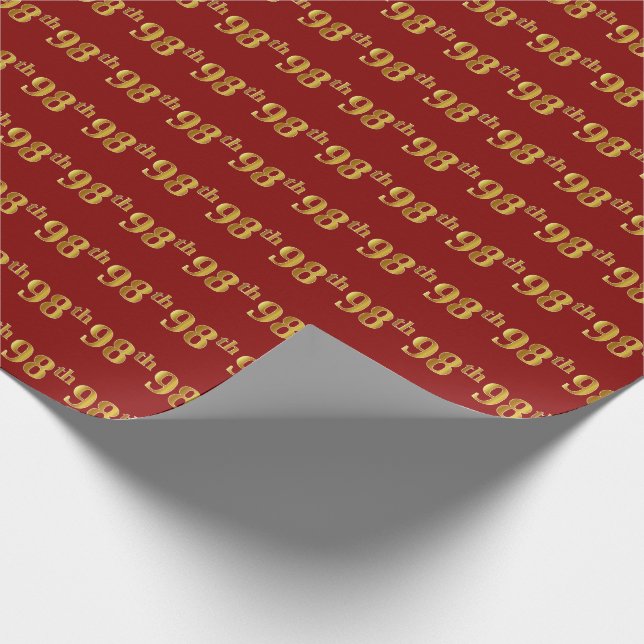 Papier Cadeau Red, Faux Gold 98e (Quatre-vingt-dix-huitième) (Coin)