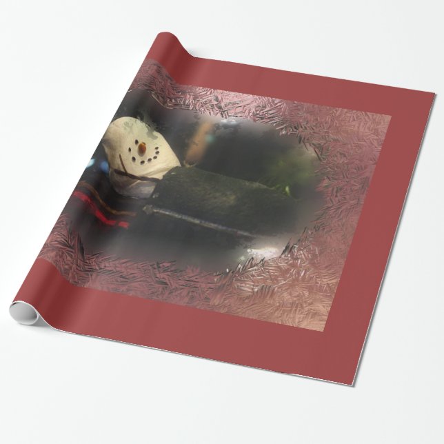 Papier Cadeau Red Frosty S'mores Snowman (Déroulé)