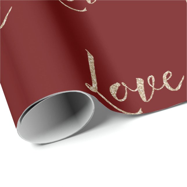 Papier Cadeau Red Gold Luxe Parties scintillant Love (Coin rond)