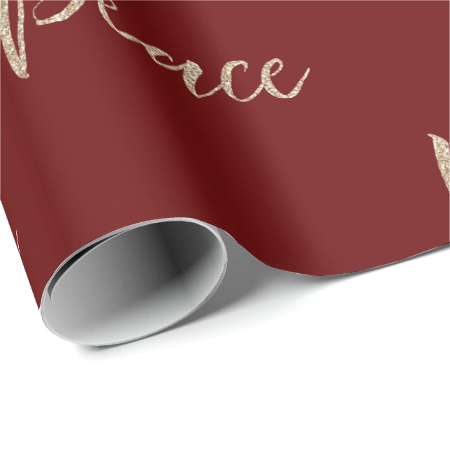 Papier Cadeau Red Gold Luxe Parties scintillant Peace (Coin rond)