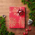 Papier Cadeau Red Golden Snowflakes - Christmas Cute<br><div class="desc">Papier d'enveloppement de Noël mignon</div>