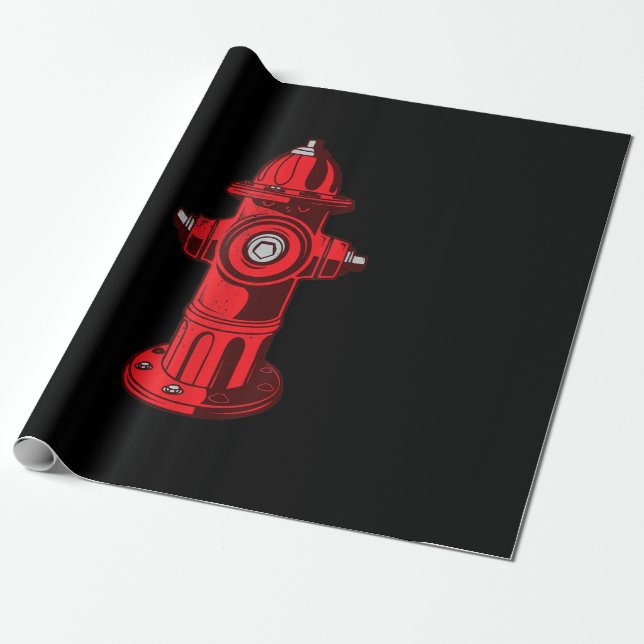 Papier Cadeau Red Graphic Fire Hydrant Pompier Cadeaux de travai (Déroulé)