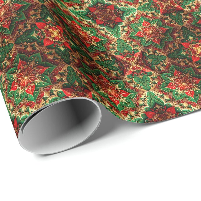 Papier Cadeau Red Green Decorative Holiday Wrapping Paper (Coin rond)