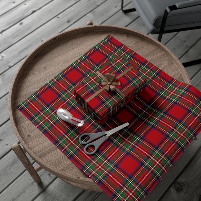 Papier Cadeau Red Green Plaid Rustic Classic Holiday (Plaid Rustic Stewart Tartan Wrapping Paper)