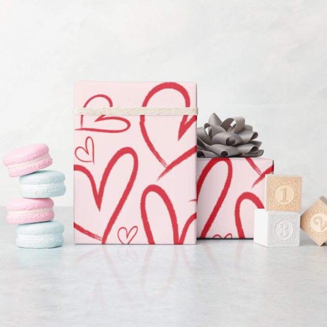 Papier Cadeau Red Heart Seamless Motif (Baby Shower)