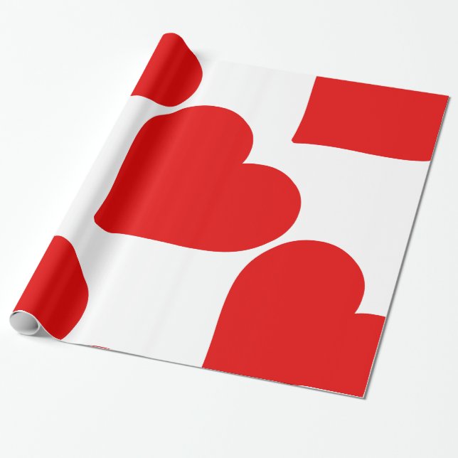 Papier Cadeau Red Heart Shape Love Classic Simple Minimalisme (Déroulé)