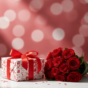 Papier Cadeau Red Hearts Valentine's Day Love