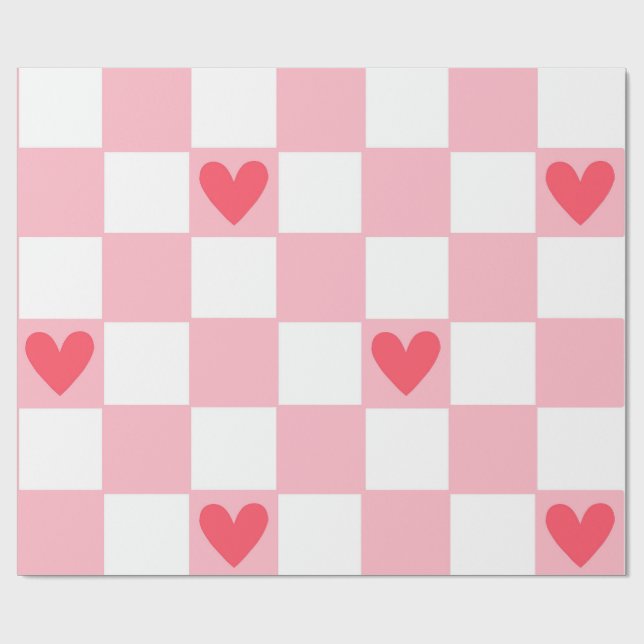 Papier Cadeau Red Hearts Wrapping Paper (Plat)