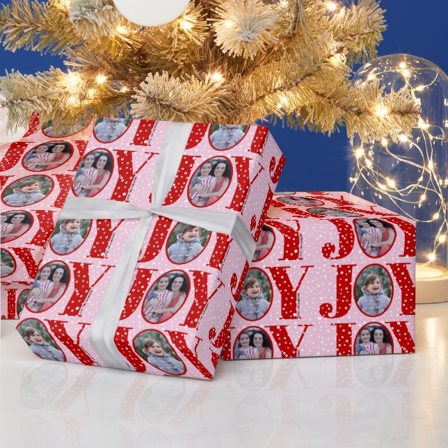 Papier Cadeau Red JOY et les flocons de neige rose deux photo No (Vacances)