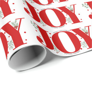 Papier Cadeau Red JOY Joyeux Noël demande