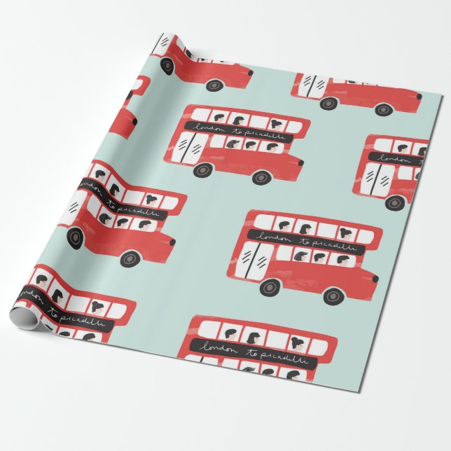 Papier Cadeau Red London Double Decker Bus sans joint Motif (Déroulé)