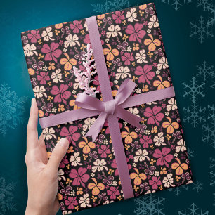 Papier Cadeau Red Lucky Shamrock Clover Saint Patrick`s Day