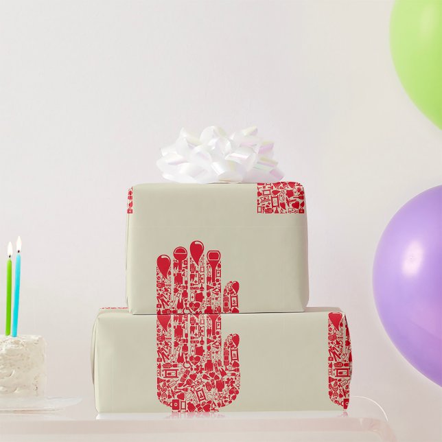 Papier Cadeau Red Medical Hand Symbol Healthcare (Créateur téléchargé)