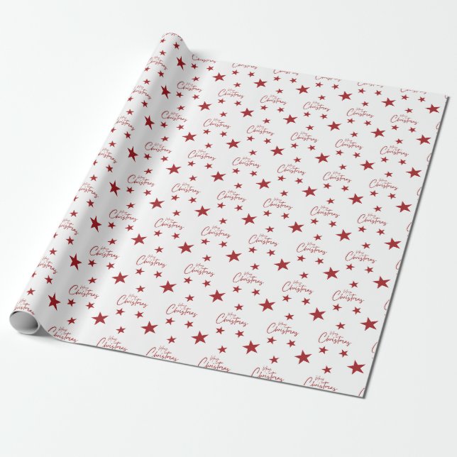 Papier Cadeau Red Merry Christmas Stars (Déroulé)