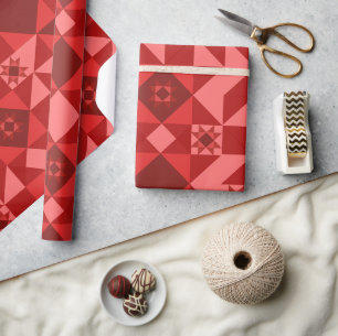 Papier Cadeau Red Nordic Star Noël brillant