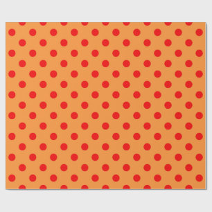 Papier Cadeau Red On Orange Pois Motif Design