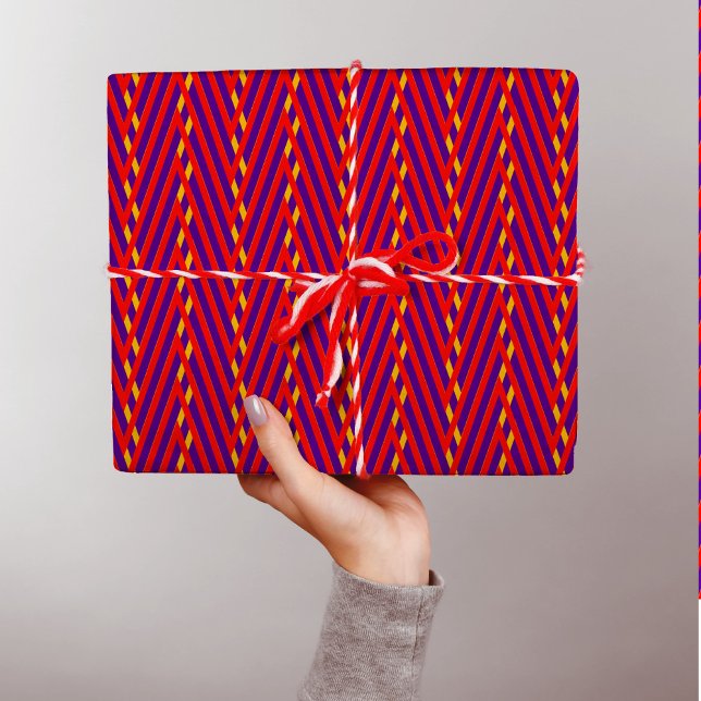 Papier Cadeau Red Orange Purple Chevron Stripes Trippy Abstrait (Créateur téléchargé)