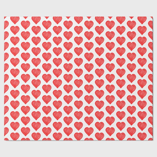 Papier Cadeau Red Playing Card Symbol Heart Shape Lino Cut (Couture)